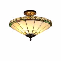 BELLE Tiffany-style 2 Light Mission Semi-flush Ceiling Fixture 16 Shade