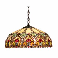 CHLOE Lighting SUNNY Tiffany-style 2 Light Floral Ceiling Pendant Fixture 18 Shade