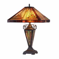 CHLOE Lighting INNES Tiffany-style 3 Light Mission Double Lit Table Lamp 16 Shade