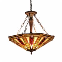 CH35001RM25-UH3 JAYDEN Tiffany-style 3 Light Mission Inverted Ceiling Pendant Fixture 25
