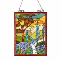 Chloe CH3P440YF24-GPN 18 x 24 in. Lighting Almos Tiffany Glass Floral Window Panel - Black