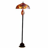 LIAISON Tiffany-style 3 Light Victorian Double Lit Floor Lamp 18 Shade