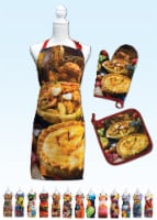 Springbok Apple Pie Adjustable Kitchen Apron, Oven Mitt and Pot Holder Set
