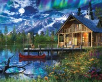 Springbok's 1000 Piece Jigsaw Puzzle Moon Cabin Retreat - Made in USA