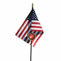 Allied Marine Corps Veteran Grave Marker With 30 Inch Tall American Cemetery Flag Perspective: Main