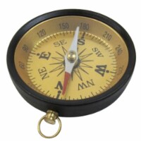 Aluminum Flat Desktop Compass, Gold Dial, Black Finish
