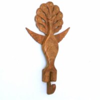 Wooden Peacock Hanger, Brass Inlay