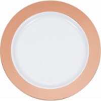 Creative Converting 347876 10 in. Rose Gold Rim Plastic Banquet Plates - 120 Count