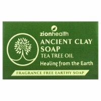 Zion Health Ancient Clay Bar Soap with Tea Tree Oil Fragrance Free - 6 oz (170 g) Perspective: Main