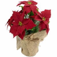 Northlight 13.5 Red Poinsettia with Pine Cones Artificial Christmas Floral Arrangement