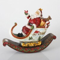 Sterling 13  Red and White Rocking Sleigh with Santa Claus Christmas Tabletop Decor