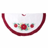 Sterling 48  Ivory and Red Poinsettia Christmas Tree Skirt with Beads
