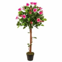 NorthLight 49.5 in. Decorative Potted Artificial White & Pink Floral Rose Garden Tree