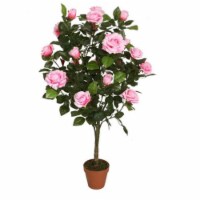 NorthLight 44.25 in. Decorative Potted Artificial Green & Pink Floral Rose Garden Tree