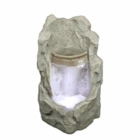 NorthLight 24.5 in. LED Lighted Brown Raised Stone Basin Spring Outdoor Garden Water Fountain