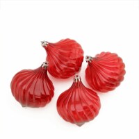 Northlight 4ct Red Shatterproof Transparent Christmas Onion Drop Ornament Set 4.5  (110mm)