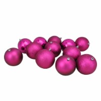 Northlight 12ct Pink Shatterproof 4-Finish Christmas Ball Ornaments 4  (100mm)
