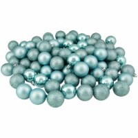 Northlight 96ct Mermaid Blue Shatterproof 4-Finish Christmas Ball Ornaments 1.5 (40mm)