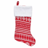 Northlight 22  Red and White Rustic Lodge Knit Christmas Stocking with Cuff