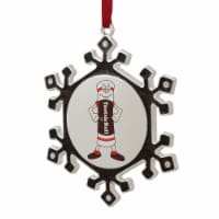 Northlight 3.5 Silver Plated Snowflake Toostie Roll Man Candy Logo Christmas Ornament