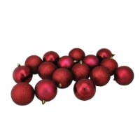 Northlight 16ct Burgundy Red Shatterproof 4-Finish Christmas Ball Ornaments 3  (75mm)