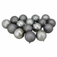 Northlight 16ct Gray Shatterproof 4-Finish Christmas Ball Ornaments 3  (75mm)