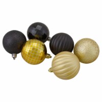 Northlight 100ct Black and Gold Shatterproof 3-Finish Christmas Ball Ornaments 2.5  (60mm)
