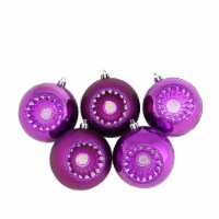Northlight 5ct Purple Shatterproof 2-Finish Retro Reflector Christmas Ball Ornaments 3.25