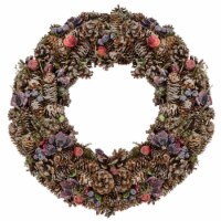 Northlight Sugared Purple Flowers and Pine Cones Artificial Christmas Wreath - 20-Inch, Unlit