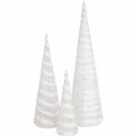 Northlight Set of 3 White and Silver Glittered Cone Tree Christmas Table Top Decoration 23.5