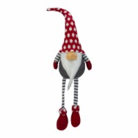 Northlight 24  Gray and Red Hanging Leg with Polka-Dot Snow Cap Smiling Gnome