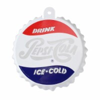 Northlight 3.25 White and Blue Pepsi-Cola Bottle Cap Logo Cut-Out Christmas Ornament