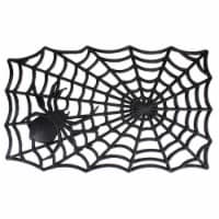 Northlight Black Spider Web Rectangular Halloween Doormat 18  x 30