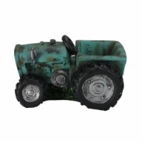 NorthLight 12.25 in. Distressed Teal & Black Tractor Outdoor Garden Patio Planter