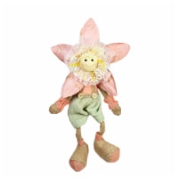 Northlight 32002826 15.5 in. Pink, Green & Tan Spring Floral Sitting Sunflower Girl Decorativ
