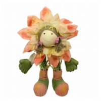 Gordon 31812490 29 in. Peach Green & Yellow Spring Floral Standing Sunflower Girl Decorative