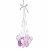 Northlight 15 Pink, White and Purple Floral Striped Spring Easter Egg Cluster Hanging Decor