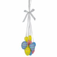 Northlight 11.75 Pastel Yellow, Blue and Pink Floral Striped Spring Easter Egg Cluster