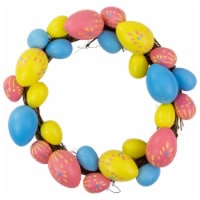 Northlight 10 Pink, Yellow and Blue Floral Stem Easter Egg Spring Wreath