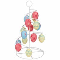 Northlight 14.25 White and Pink Floral Cut Out Easter Egg Tree Tabletop Decor