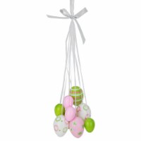 Northlight 11 Pastel Pink, Green and White Spring Easter Egg Cluster Hanging Decoration