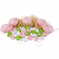 Northlight 29ct Pastel Pink, Green and White Spring Easter Egg Ornaments 3.25