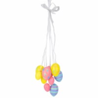 Northlight 15 Pastel Pink, Yellow and Blue Floral Striped Spring Easter Egg Cluster Hanging