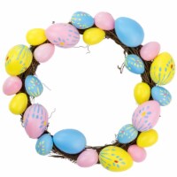 Northlight 10 Pastel Pink, Yellow and Blue Floral Stem Easter Egg Spring Grapevine Wreath