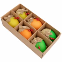 Northlight Set of 6 Green and Yellow Burlap Spring Easter Egg Ornaments 2.25