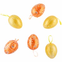 Northlight Set of 6 Transparent Yellow and Orange Glitter Gem Spring Easter Egg Ornaments -
