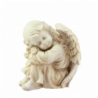 Gordon 32019854 10 in. Heavenly Gardens Distressed Ivory Resting Cherub Angel Outdoor Garden