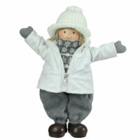 Northlight 12  White and Gray Joyful Standing Boy Christmas Tabletop Figurine