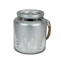 Northlight 6 Gray and Silver Tree Silhouette Christmas Pillar Candle Holder