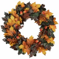 Northlight Brown and Green Autumn Harvest Artificial Leaves Wreath - 20 Inch, Unlit